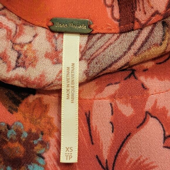 Free People Floral Scoop Neck Sleeveless Side Tie Pink Tank Top Size XS - Picture 13 of 16